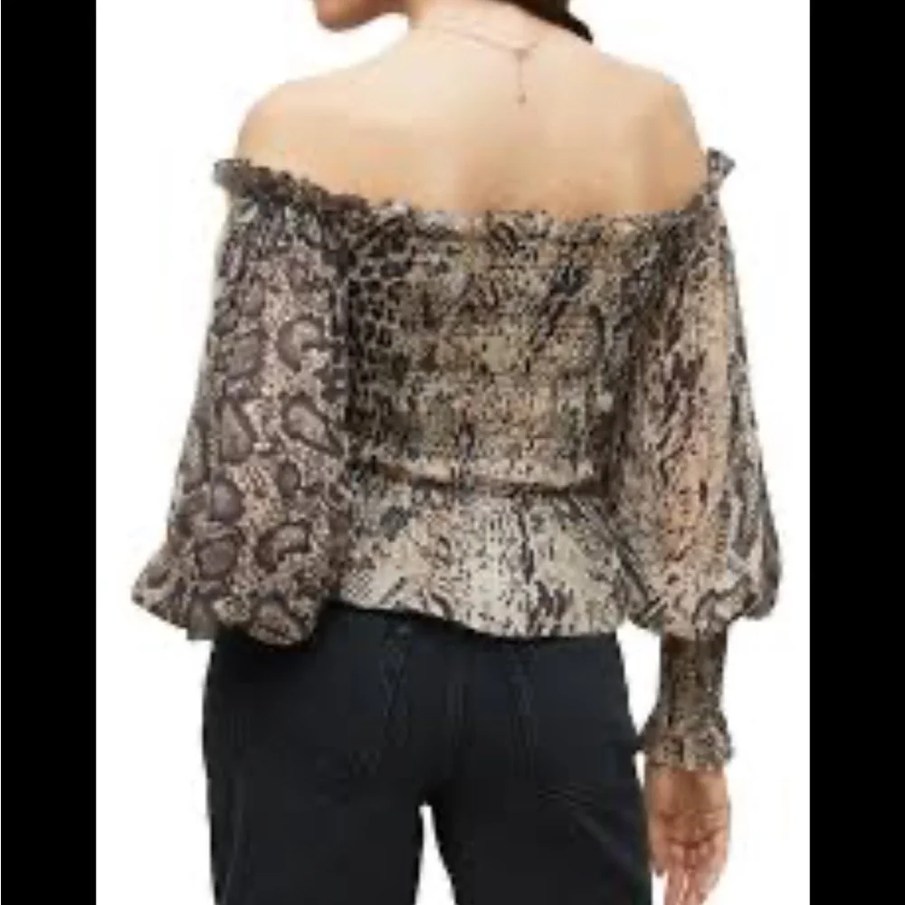 All Saints Lara Noche Off The Shoulder Smocked Peplum Top